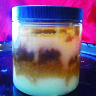 Himalayan Body scrub layered with three types of organic sugar and pink Himalayan Sea salt