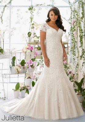 We have plus size gowns Julietta by Morilee.