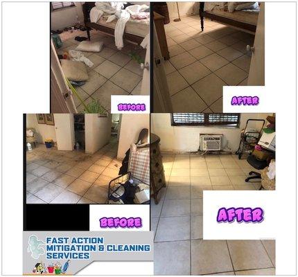 Fast Action Mitigation & Cleaning Services handled a extreme deep clean job recently. Checkout some of the before & after images.