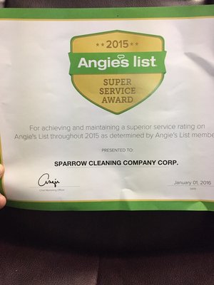 Angie's list  2015 super service  Award