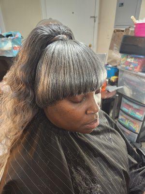 Keratin treatment and ponytail