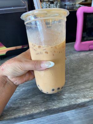 Thai milk tea with boba. Very tasty