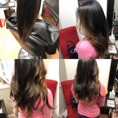 Hair extensions using HotHeads tape in extensions