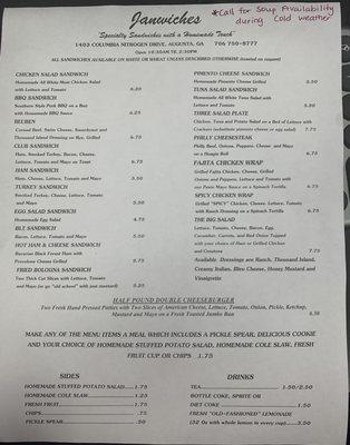 Menu as of Jan. 2021