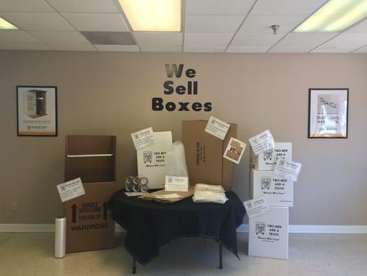 We offer a full line of boxes and packing supplies!