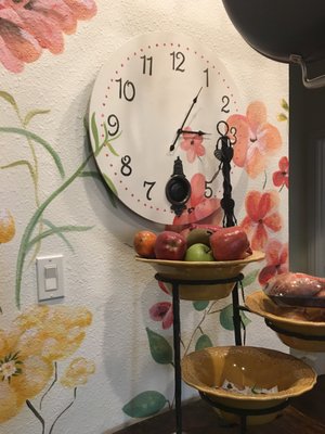 Custom Mural incorporating wall clock