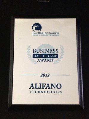 Small Business of the year and Hall of Fame winner in 2012.