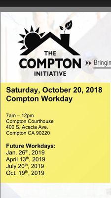 This is the schedule for the last Compton Initiative day this Saturday and the schedule for 2019!