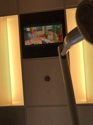 Screen in the ceiling so you can watch while laying down