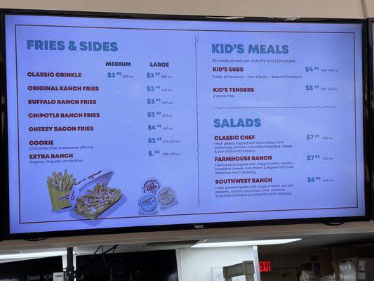 Kids menu