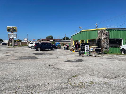 Store front and parking lot.