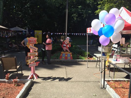 Summer fun with a carnival outside on our patio.