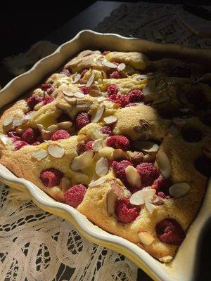 Raspberry Almond Custard Cake