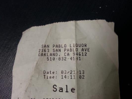 the top of the receipt issued by the store