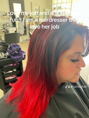 Balayage with intensive Red hair color from Pop riot