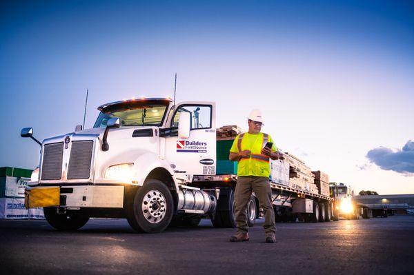 Building materials truck delivery.