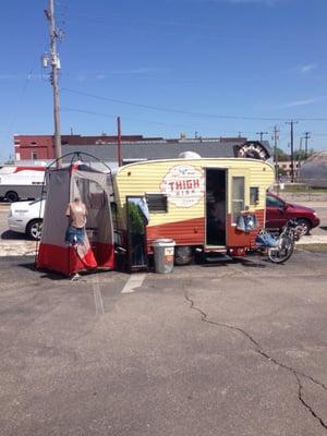 They can come right to your home in this spiffy trailer and do a home party for you.