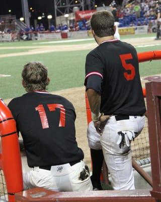 Kruger & Hoefler looking on at Colts win game 1 at the World Series