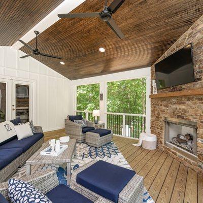 Screened Porch with fireplace