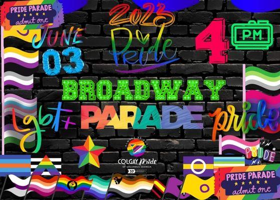 Our biggest ever Broadway LGBTQ plus prime parade take place on June third at 4:00 p.m. on Broadway Columbus Georgia