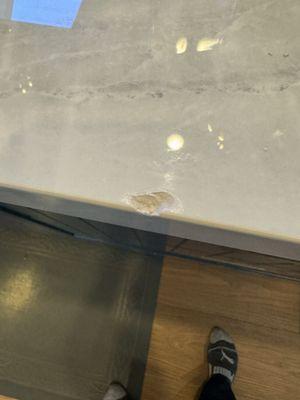 Porcelain countertop chipped less than 3 months after installation.