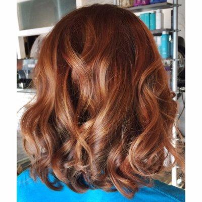 Copper hair with pops of peach