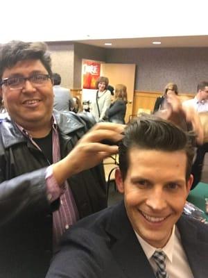 Fixing Clifton Murray's hair from The Tenors (ex. The Canadian Tenors)