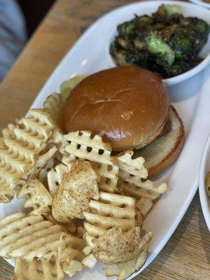 Waffle fries// Brussels // spicy chicken sandwich