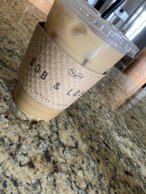 Iced Salted Carmel latte with oat milk