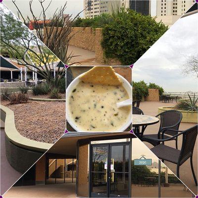 Loaded potato soup special with nice outside seating to enjoy