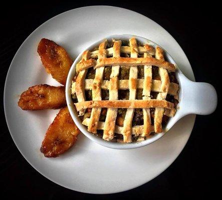 oxtail pot pie with plantains