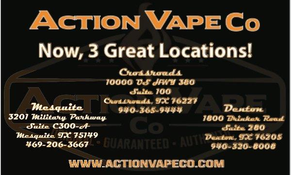 We have 3 great locations to help Vapers!