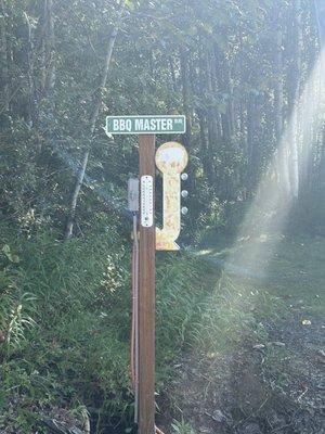 BBQ master sign and thermometer