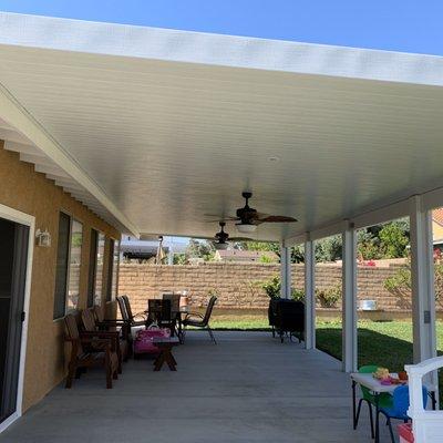 Patio Cover with 2 fans and recessed lighting