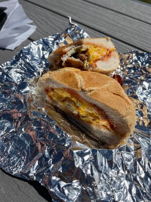 Bacon, egg & cheese on a hard roll