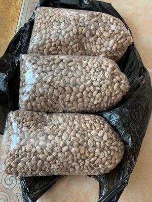 3 bags of pinto beans. 6 pounds for $12.92