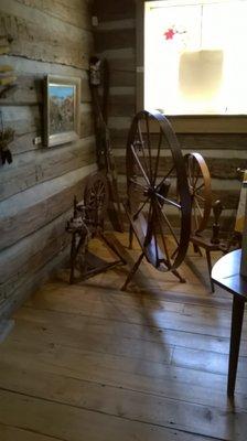 spinning wheel inside the Gnaw Bone Cabin