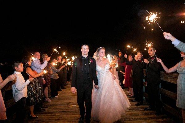 Sparkler/boat sendoff at Oldfield Club