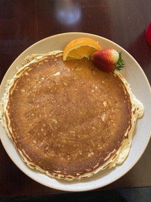 1 satisfying pancake - appreciate fruit (yummy garnish).