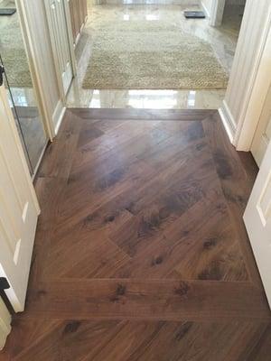 walnut hardwood inlay with border