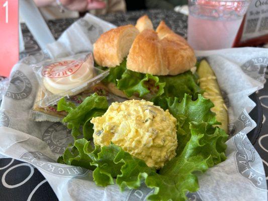 Egg salad and pimento cheese croissant