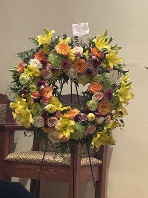 Round sympathy wreath.