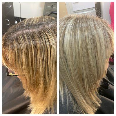 Before and after hair color