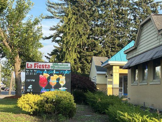 Exterior sign near the restaurant