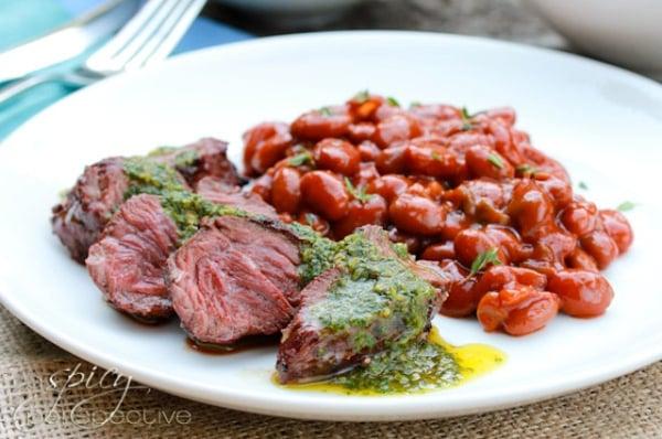 Grilled Hanger-Steak with Cilantro-Mint Chimichurri