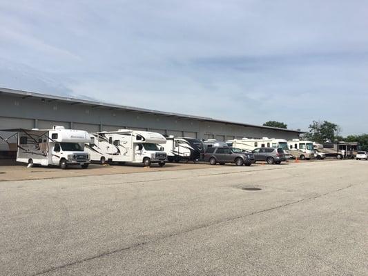 The parking area along the shipping dock.