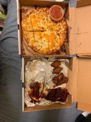 Cheese Bread, and barbecue wings