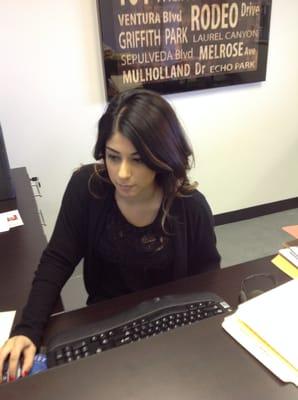 Mr. Stricklin's hard working assistant, Michelle at the office in Tarzana.  Paralegal Armando, not in photo.