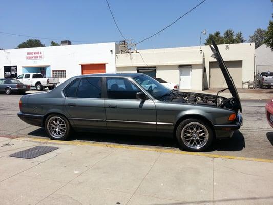 My 735i about to get its cooling system checked.