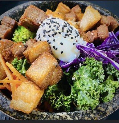 Fried pork belly bibimbop